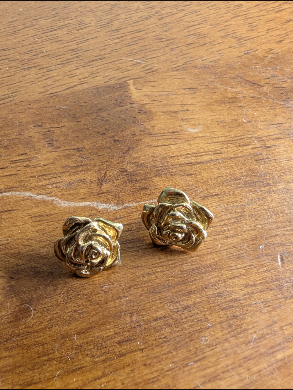 Gold Rose Stud Earrings - Women's Jewelry